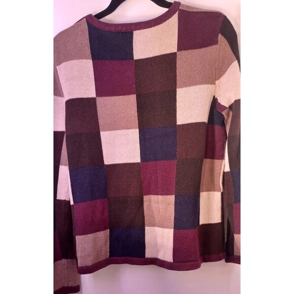 VTG Christopher & Banks Patchwork Cardigan Sweater Cottagecore Y2K 90s Sz Large - Picture 4 of 7